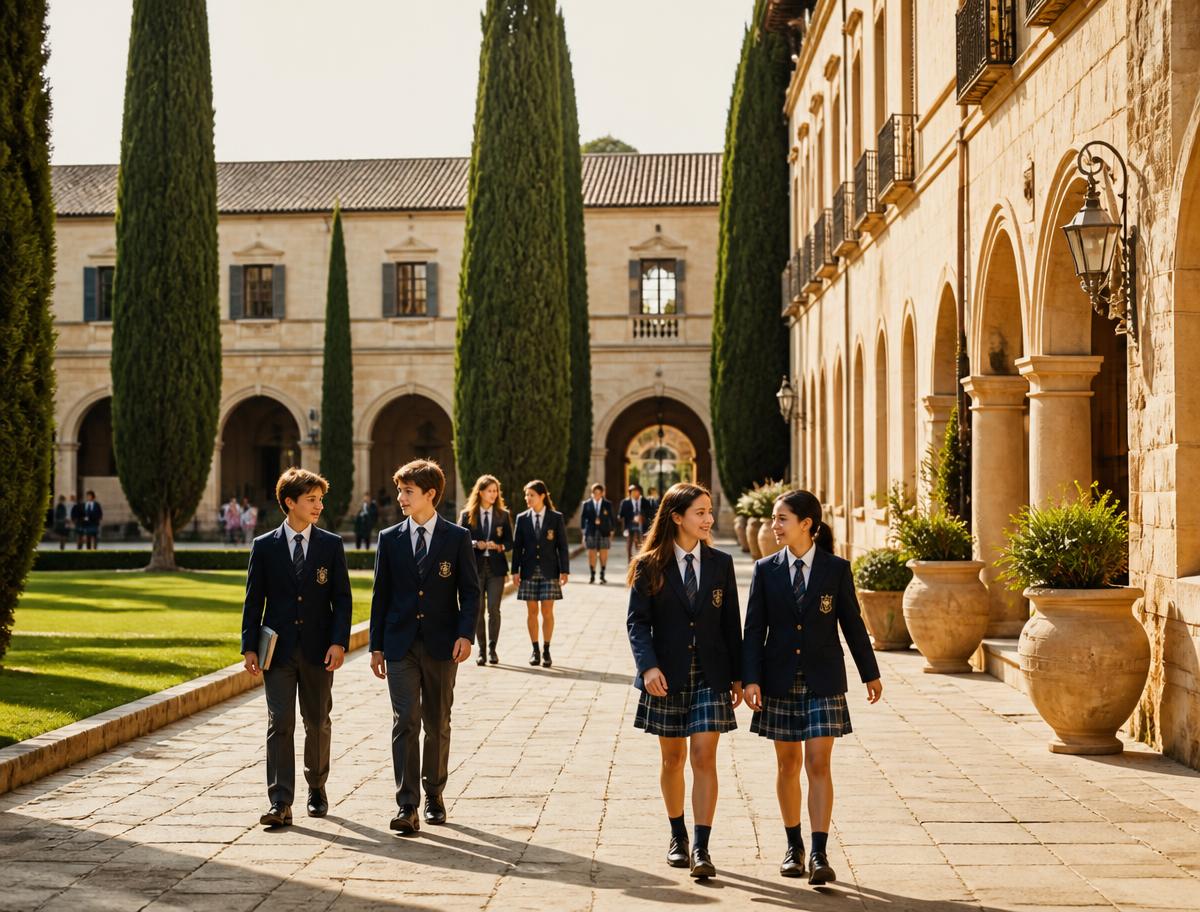 Alumnos en el patio de un colegio internacional en España
