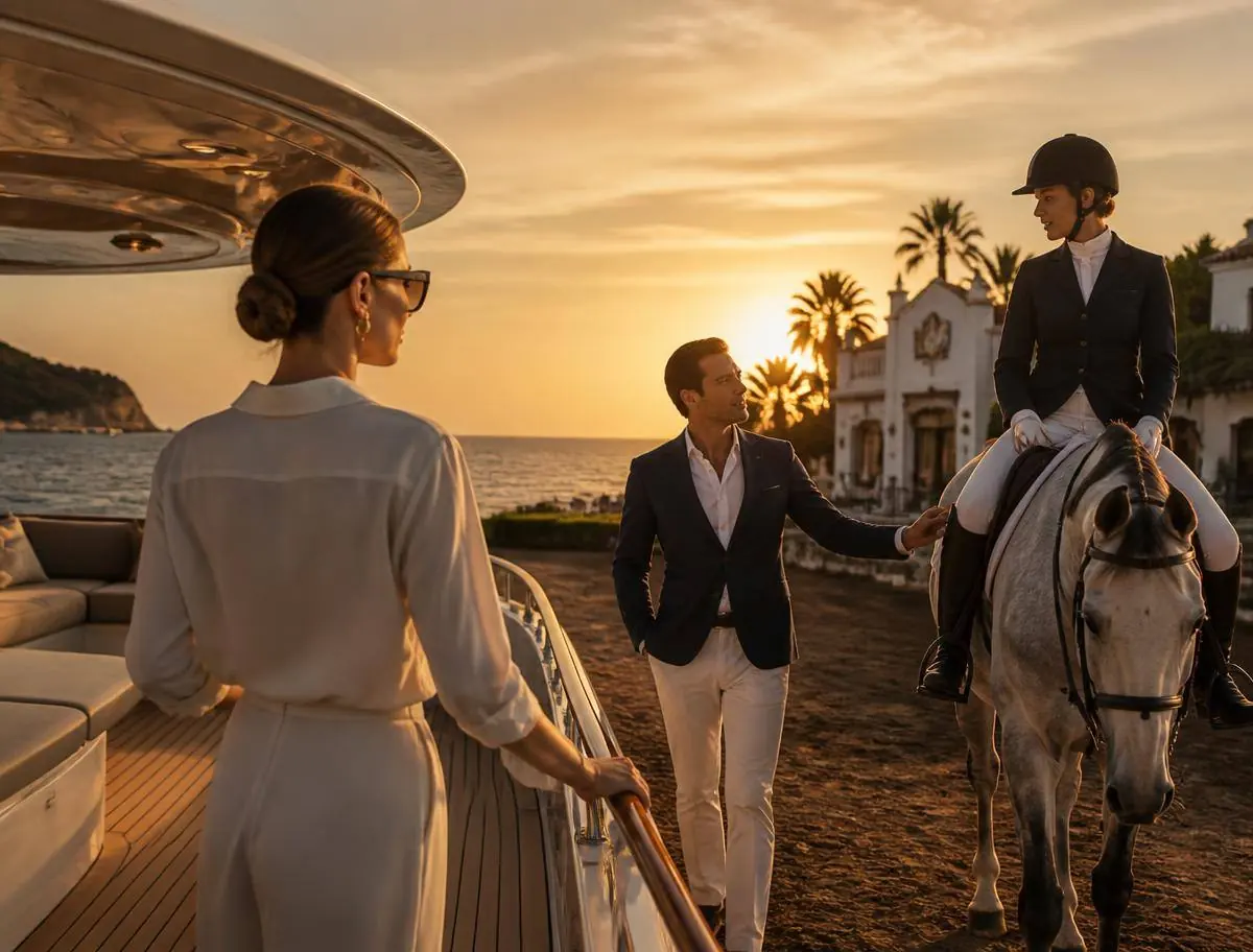 Família aproveitando o estilo de vida mediterrâneo ao entardecer