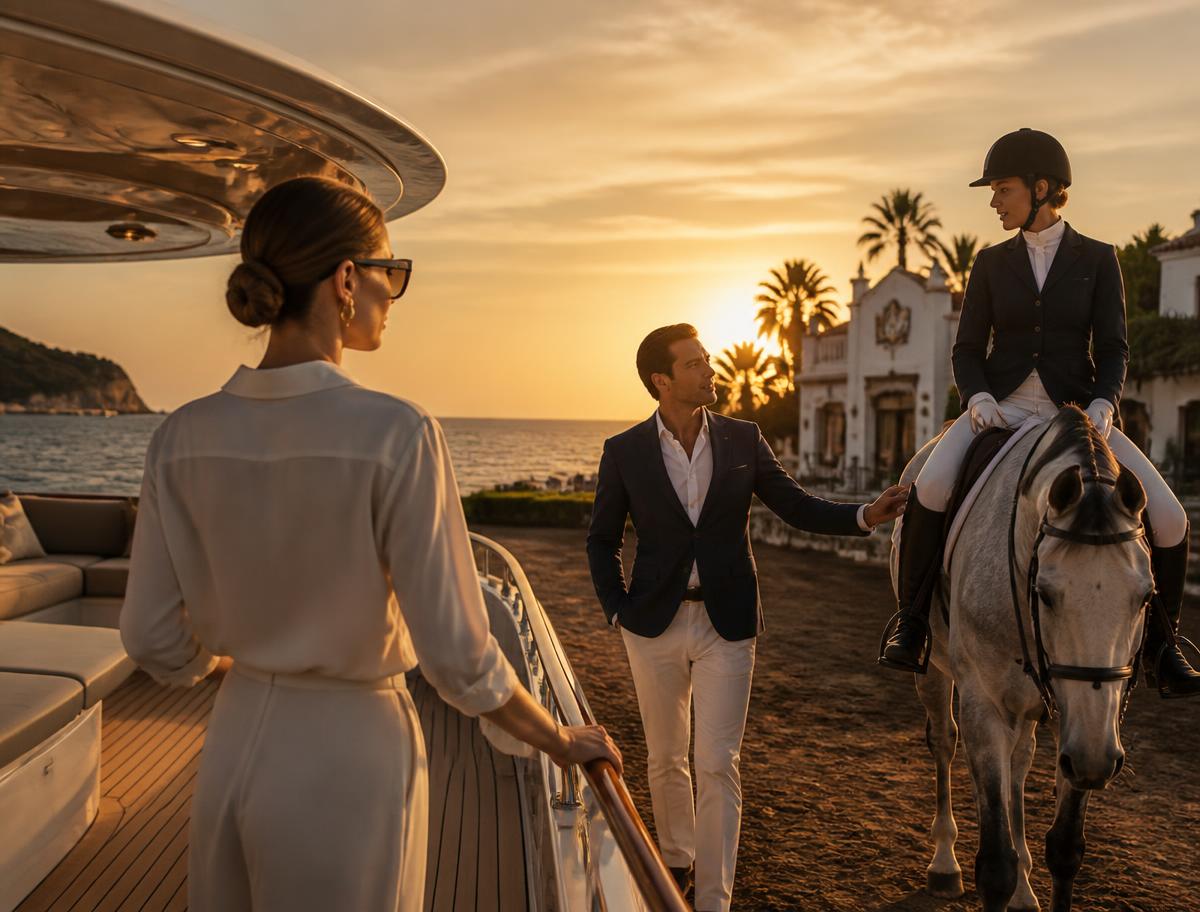Familia disfrutando del estilo de vida mediterráneo al atardecer