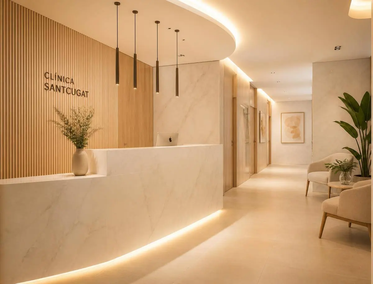 Reception of a modern private clinic in Spain