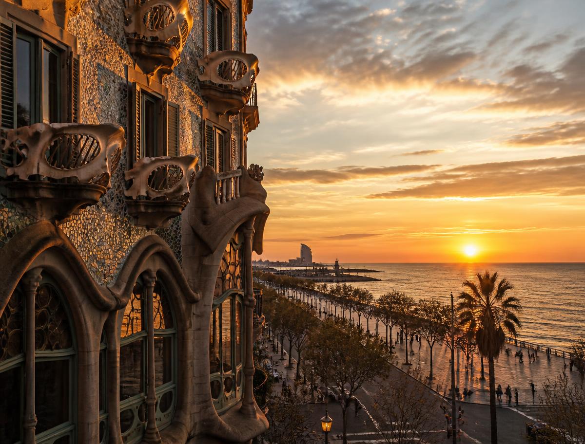 Arquitectura modernista de Barcelona frente al mar